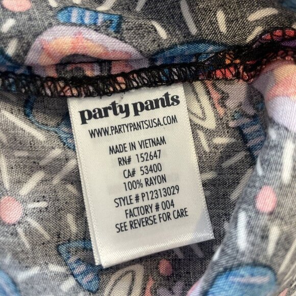 Party Pants Vacation Button up Shirt Short Sleeve top Neon 80s Lizard chameleon - Picture 8 of 11